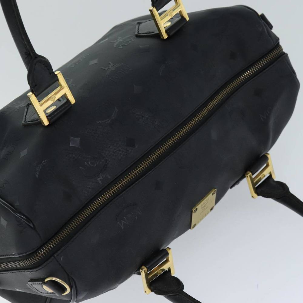 MCM Vicetos Logogram Boston Bag Coated Canvas Black Auth tb1091 - Picture 6 of 16